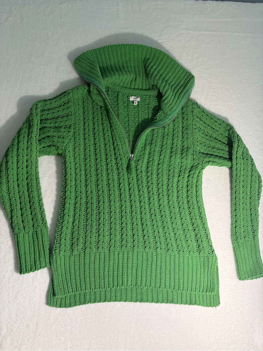 Aerie Cable Car Chenille 1/4 Zip Sweater